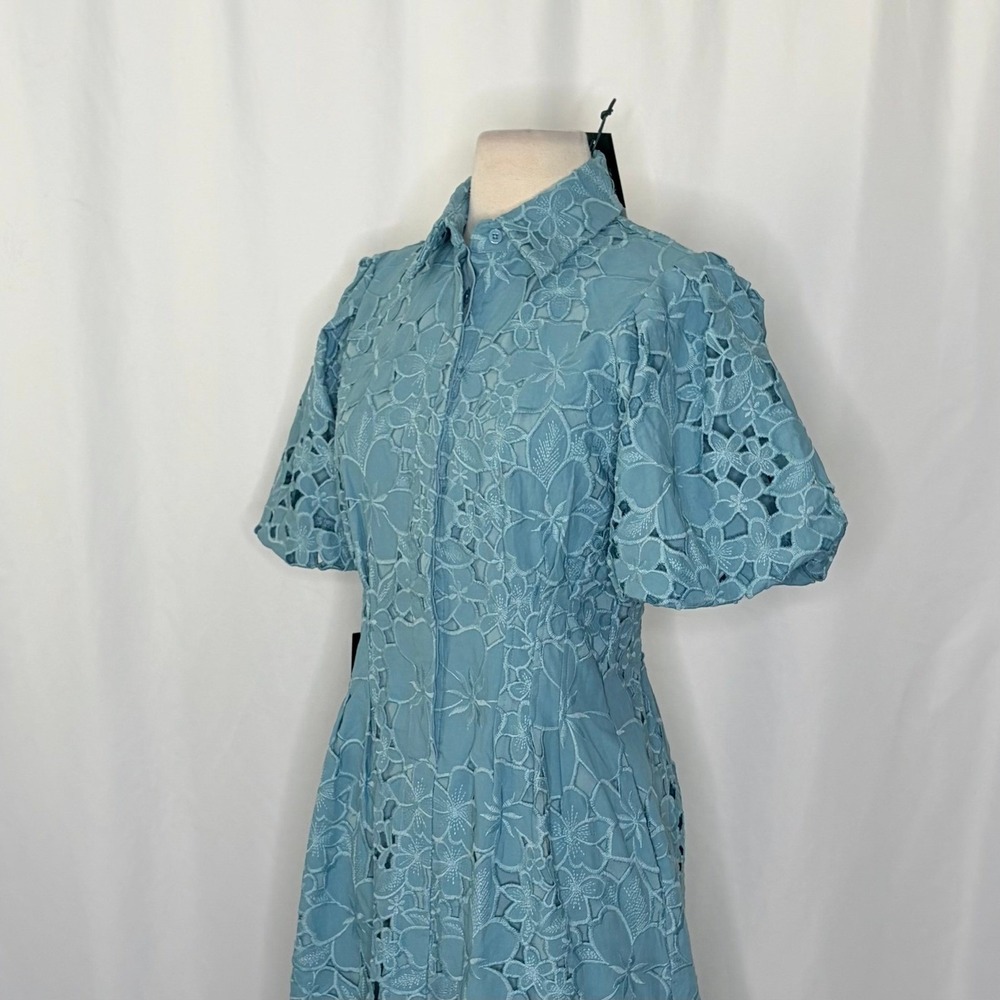NWT!! TUCKERNUCK Cameo Blue Eyelet Mini Delaney Dress Embroidered Floral X-Small - Picture 8 of 16